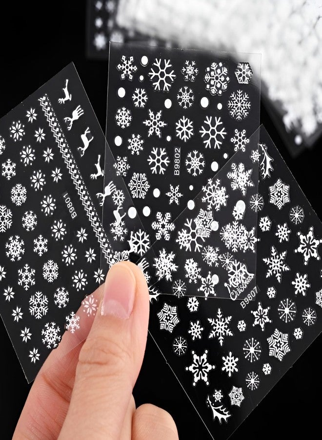 SPLOCUDU 30 Sheets Christmas Nail Art Stickers Decals 3D Self-Adhesive Snowflake Nail Stickers White Snowmen Santa Claus Elk Nail Supplies New Year DIY Nail Decals - Image 5